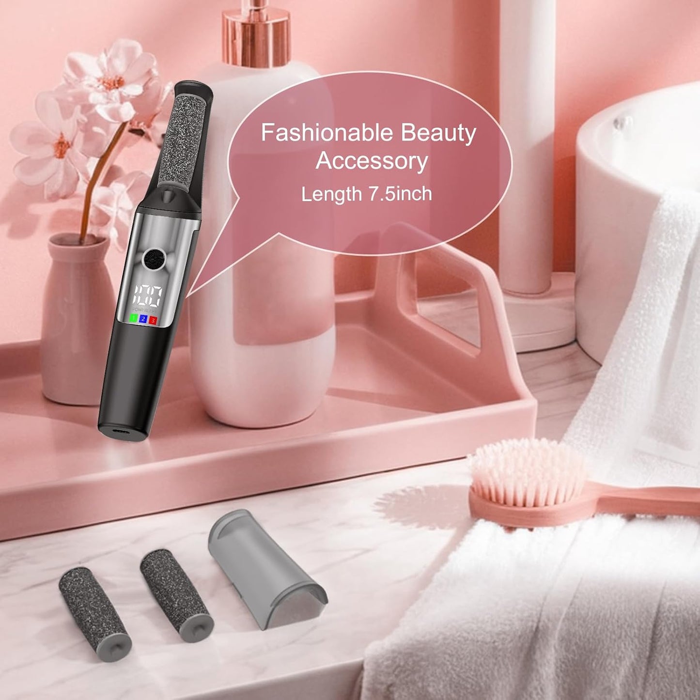 Electric Callus Removers for Feet, Smooth Pedicure Wand Rechargeable Electric Foot File,Professional Pedicure Tools for Dry, Dead, Cracked, Hard Skin, at Home Feet Spa Care Kit for Men & Women