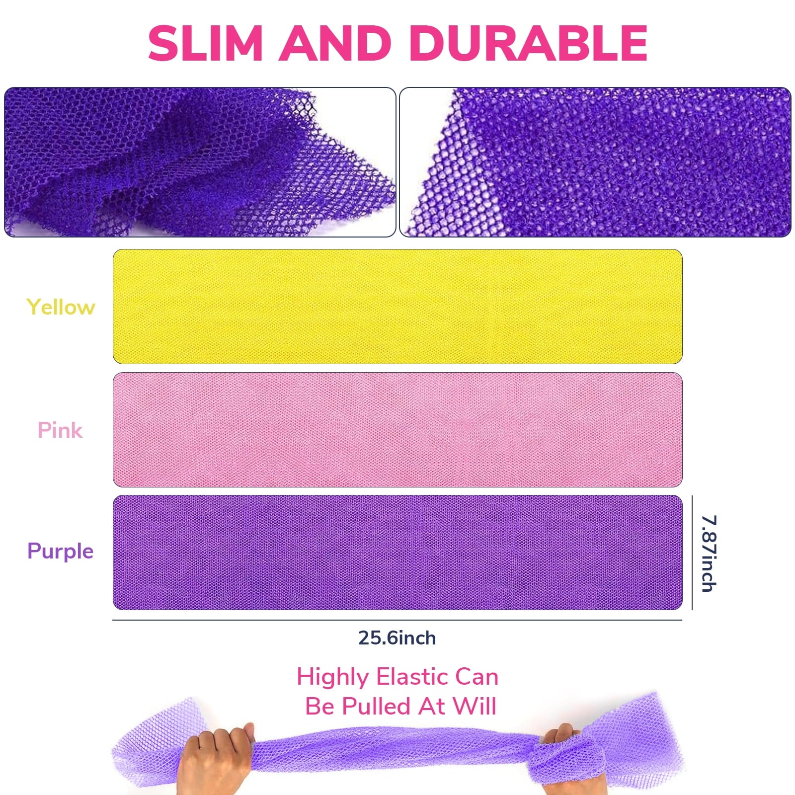 3 Pcs African Net Sponge, Exfoliating Washcloth, Long Net Bath Sponge Shower Body Scrubber