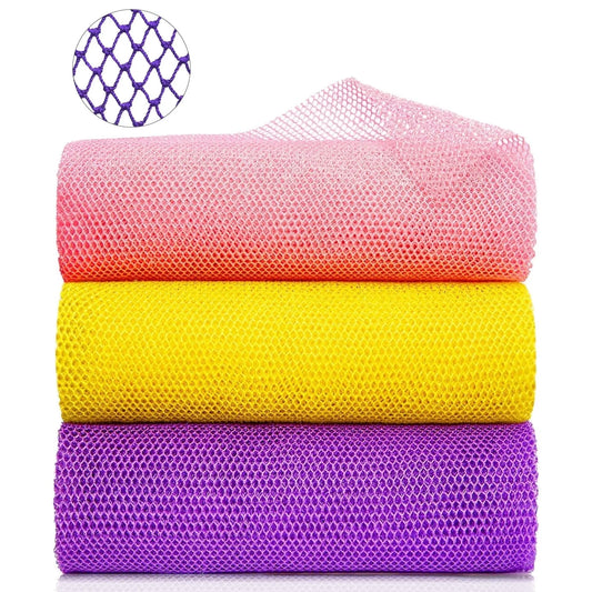3 Pcs African Net Sponge, Exfoliating Washcloth, Long Net Bath Sponge Shower Body Scrubber