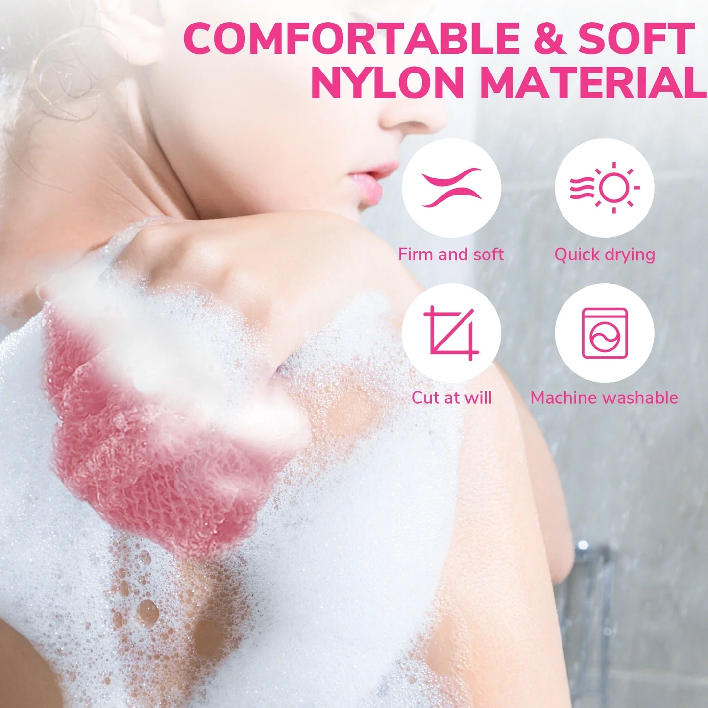 3 Pcs African Net Sponge, Exfoliating Washcloth, Long Net Bath Sponge Shower Body Scrubber