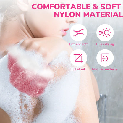 3 Pcs African Net Sponge, Exfoliating Washcloth, Long Net Bath Sponge Shower Body Scrubber
