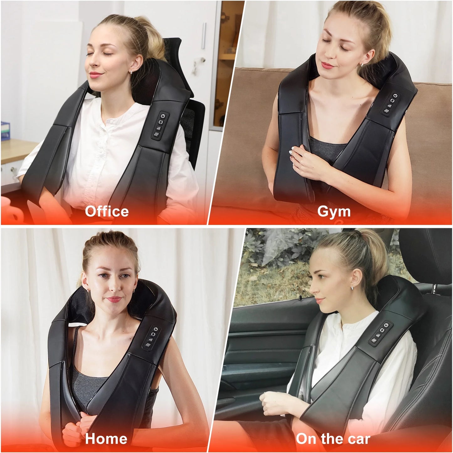 Shiatsu Neck and Back Massager with Heat,Electric Deep 4D Tissue Massage for Body Muscle Pain Relief,Usb-Rechargeable Best Gifts for Men Women Home, Office, and Car