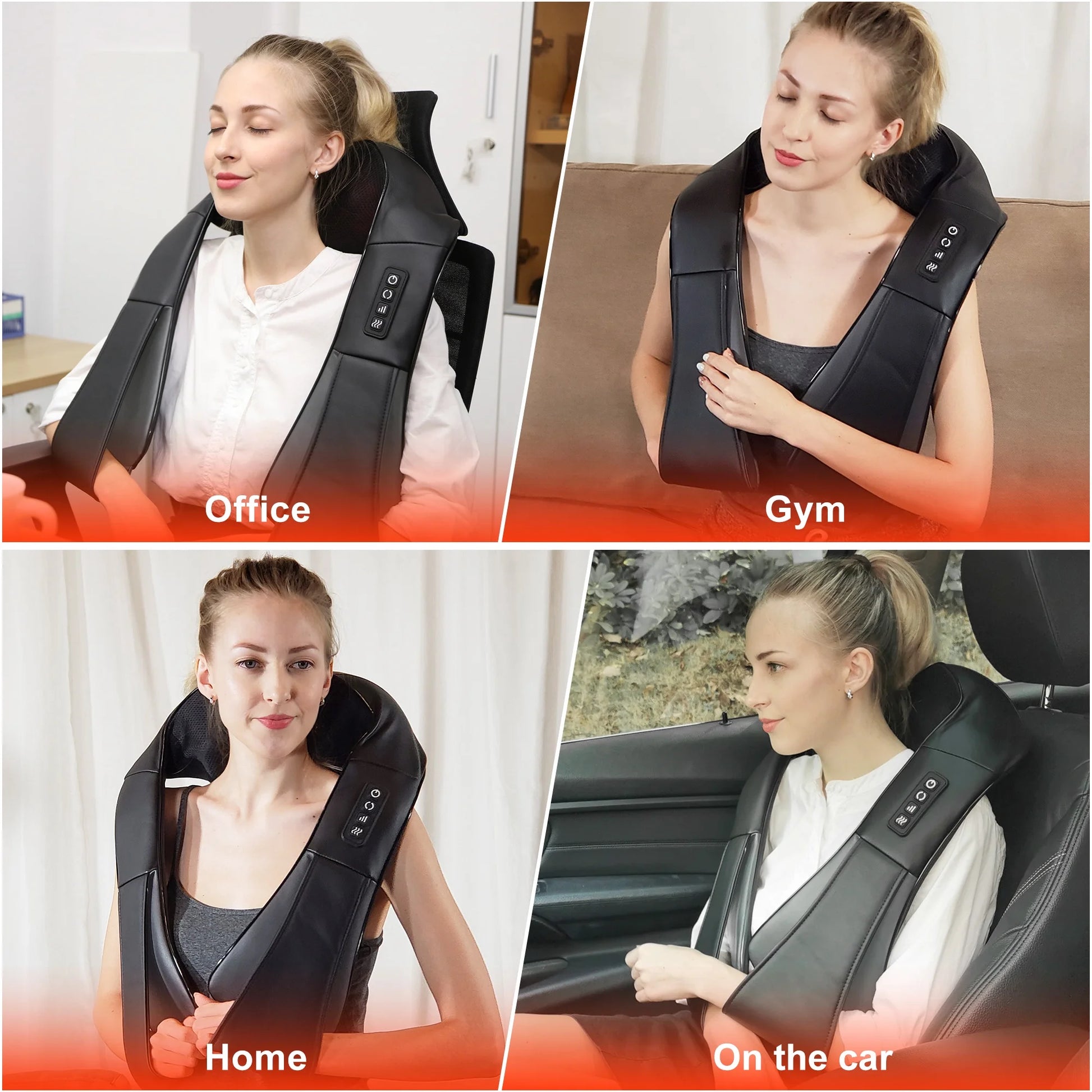 Shiatsu Neck and Back Massager with Heat,Electric Deep 4D Tissue Massage for Body Muscle Pain Relief,Usb-Rechargeable Best Gifts for Men Women Home, Office, and Car