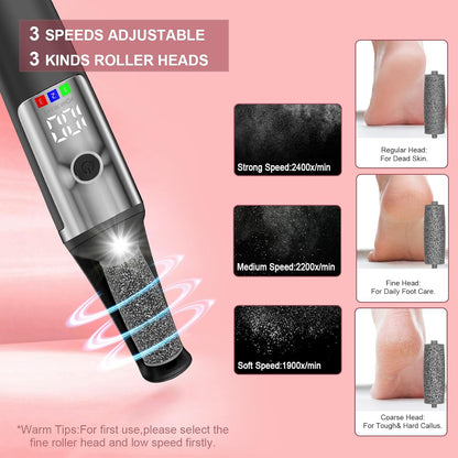 Electric Callus Removers for Feet, Smooth Pedicure Wand Rechargeable Electric Foot File,Professional Pedicure Tools for Dry, Dead, Cracked, Hard Skin, at Home Feet Spa Care Kit for Men & Women