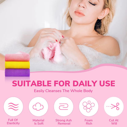 3 Pcs African Net Sponge, Exfoliating Washcloth, Long Net Bath Sponge Shower Body Scrubber