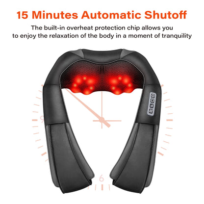 Shiatsu Neck and Back Massager with Heat,Electric Deep 4D Tissue Massage for Body Muscle Pain Relief,Usb-Rechargeable Best Gifts for Men Women Home, Office, and Car