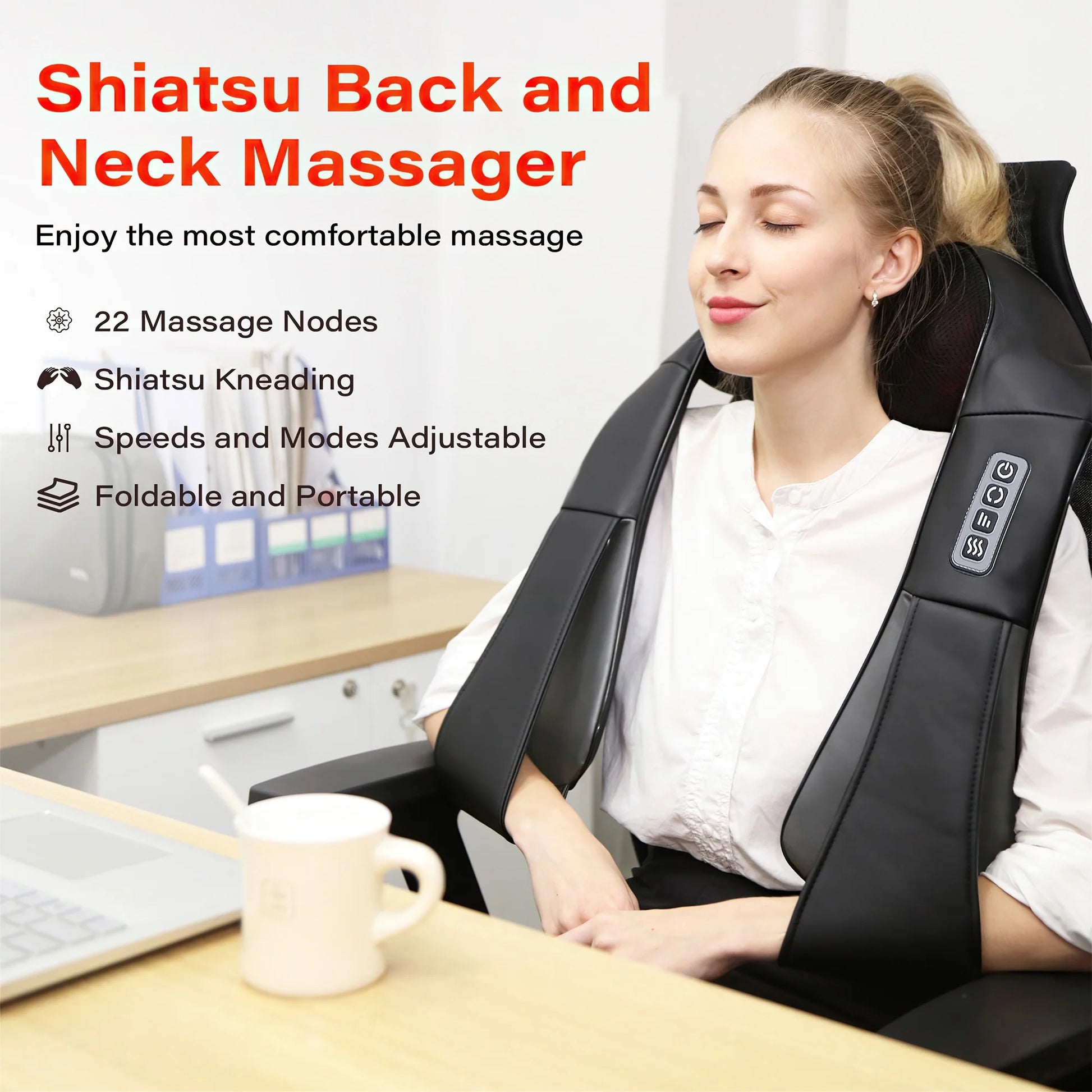 Shiatsu Neck and Back Massager with Heat,Electric Deep 4D Tissue Massage for Body Muscle Pain Relief,Usb-Rechargeable Best Gifts for Men Women Home, Office, and Car